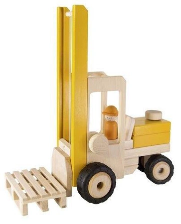 Wielki widlak z paletą i wysokim ramieniem, goki