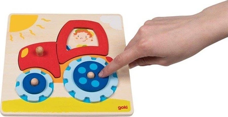 Układanka dla dzieci Traktor Sunny 57702-Goki, puzzle drewniane