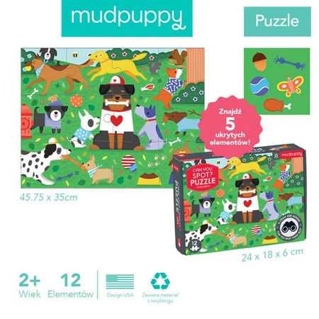 Mudpuppy Puzzle obserwacyjne Dzień z pieskami 12 elementów 2+
