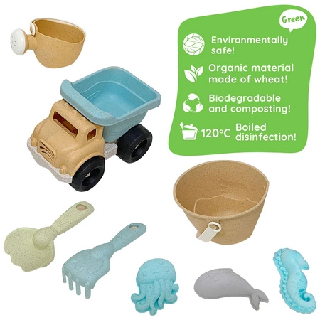 WOOPIE GREEN Zestaw do Piasku Wiaderko Wywrotka 8 el. BIODEGRADOWALNY ORGANICZNY MATERIAŁ