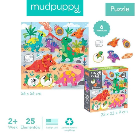 Mudpuppy Puzzle podłogowe Park dinozaurów z elementami specjalnymi 25 elementów 2+