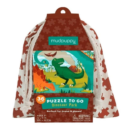 Mudpuppy Puzzle podróżne w woreczku Park dinozaurów 36 elementów 3+