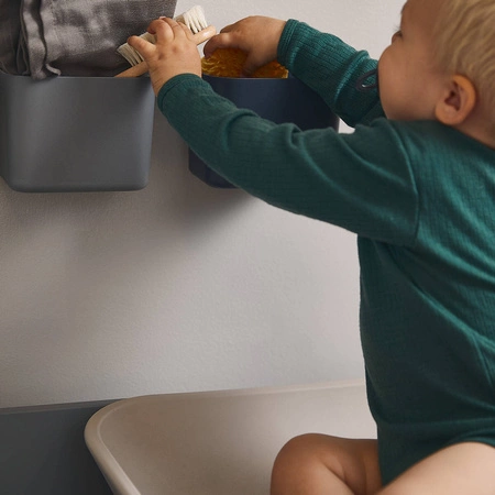 LEANDER - organizer na pieluchy i akcesoria dziecięce - 3 sztuki, 2 haczyki i szyny, dusty grey