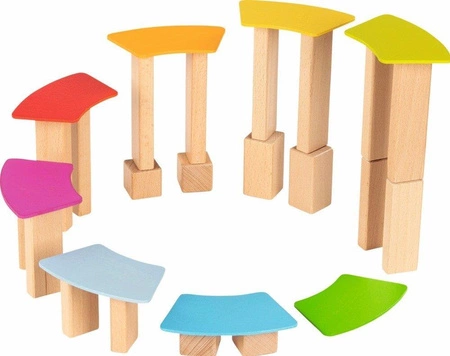 Klocki drewniane dla najmłodszych Tęczowe płytki 58736-Goki, zabawki kreatywne