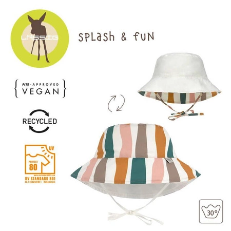 Lassig Dwustronny kapelusz przeciwsłoneczny UV80 Splash & Fun Fale pink/nature, rozm. 50/51