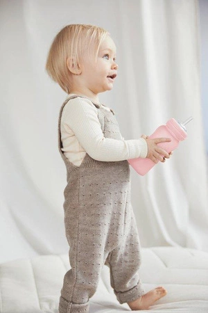 Szklany bidon ze słomką 240 ml, różowy, Everyday Baby