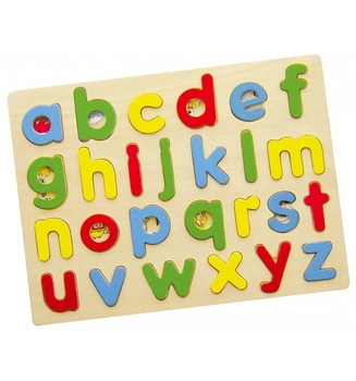 Puzzle Drewniana Układanka Edukacyjna Literki Alfabet abc Viga Toys