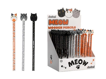 Display 36 szt. Ołówek drewniany z kotkiem 3D