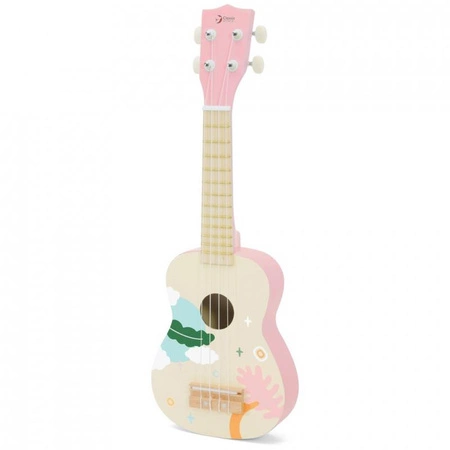 CLASSIC WORLD Drewniane Ukulele Gitara dla Dzieci Różowa