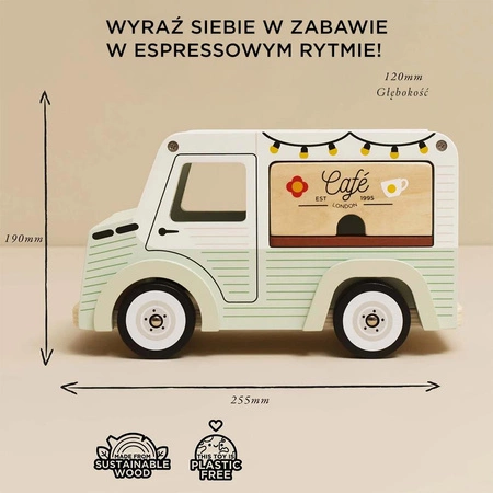 Drewniany samochód retro kawiarnia zabawka dla dzieci sklep kawa Le Toy Van
