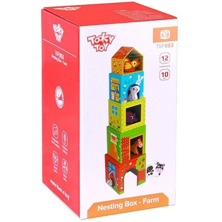 TOOKY TOY Kostki Farma w Pudełkach Układanka