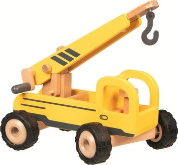Drewniane auto Dźwig z wysuwanym żurawiem 55897-Goki, samochody dla dzieci