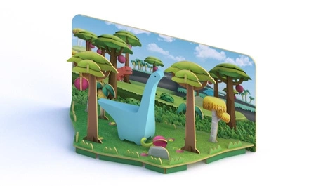 Halftoys Magnetyczny Składany Dinozaur Diplodok z Makietą