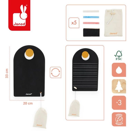 Przenośna dwustronna tablica z akcesoriami 3+, Janod