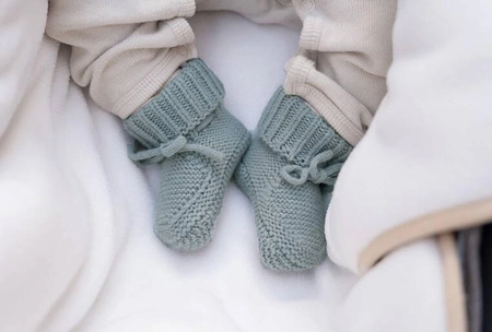 Lodger Buciki niechodki z wełny merino 100% miętowe Silk 6-12 m