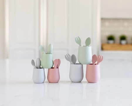 EZPZ Komplet silikonowych sztućców Mini Utensils pastelowa zieleń