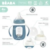 Beaba Szklana butelka treningowa w silikonowej osłonce 2w1 210 ml Windy blue