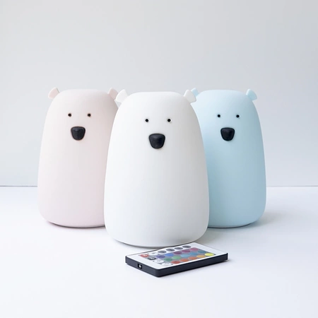 Miś Duży Lampka Silikonowa z Pilotem Różowa