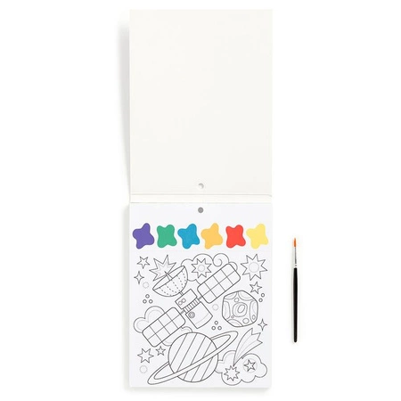 Mudpuppy Książeczka do malowania kolorowanka akwarelowa z pędzelkiem Kosmos 5+