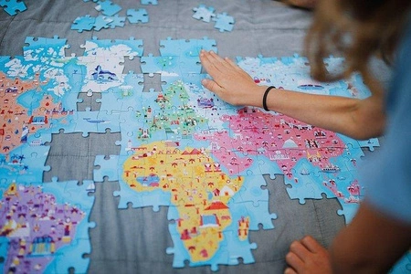 Puzzle edukacyjne z figurkami 3D Cuda świata 350 elementów 7 +, Janod