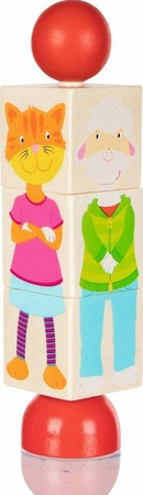 Obracane drewniane klocki Kolorowe zwierzaki 57427-Goki, układanki dla dzieci