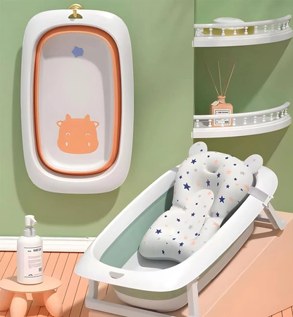 Wanienka dla dzieci wanna pomarańczowa składana z odpływem 81 cm - Krówka ECOTOYS