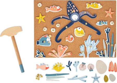 Życie morskie przybijanka korkowa 12263-Small Foot, zestawy kreatywne dla dzieci