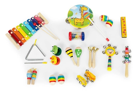 Zestaw drewnianych instrumentów dla dzieci 14 instrumentów