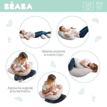 Beaba Ergonomiczna poduszka rogal dla kobiet w ciąży i karmiących Big Flopsy ™ Fleur de coton Linen