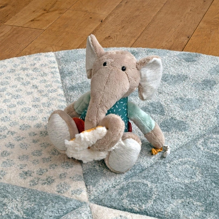 Zabawka rozwojowa Słonik z pozytywką szeleścik grzechotka dzieci sigikid