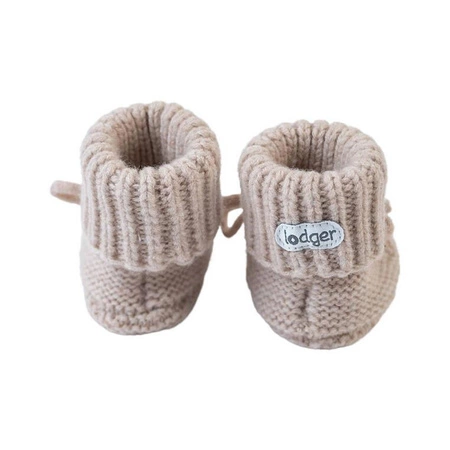 Lodger Buciki niechodki z wełny merino 100% jasnobeżowe Fleece Beige 6-12 m
