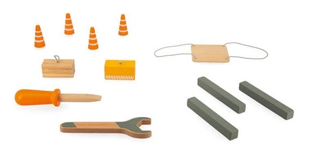 Duży drewniany dźwig do składania z narzędziami 3+, Janod