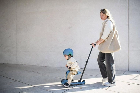 ZESTAW - SCOOTANDRIDE Highwaykick 1 Push and Go 2w1 Jeździk i hulajnoga z rączką do prowadzenia 1-5 lat Steel + Kask XXS BLACK