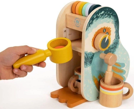 Early Birds drewniany ekspres do kawy z akcesoriami 160260-Manhattan Toy, mała kuchnia dla dzieci