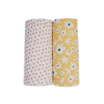 Lulujo Boho Kocyk Muślinowy Yellow Wildflowers / Dots 2 szt.