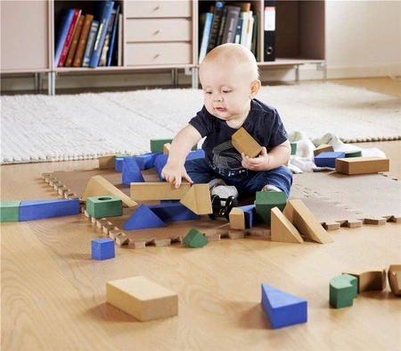 Baby Dan - Soft Blocks - piankowe klocki - niebieski/zielony/cappuccino