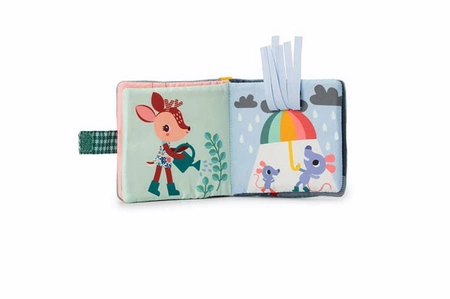 LILLIPUTIENS Miękka mini-książeczka wielofunkcyjna z silikonowym gryzakiem Smok Joe 6 m+