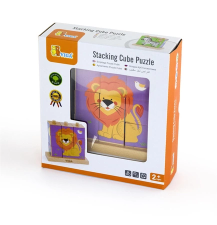 Drewniana Klocki układanka logiczna Puzzle Viga Toys Zoo 9 elementów Montessori