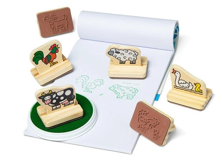 Stempelki Mój pierwszy drewniany zestaw pieczątek Zwierzęta na farmie Melissa and Doug 12390-MD