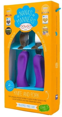 Nanas Manners 3 PURPLE Sztućce kształtujące chwyt