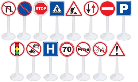 WOOPIE Zestaw Edukacyjny Mini Znaków Drogowych 16 el. + Samochodzik