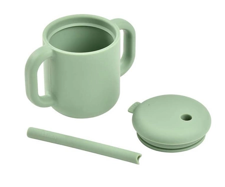 Beaba Silikonowy kubek ze słomką 170 ml Sage green