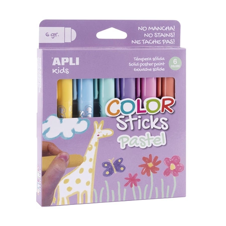 Farby w kredce  - 6 pastelowych kolorów - Apli Kids