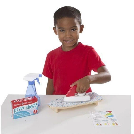 Kosz na pranie z dodatkami do prasowania deska żelazko 18608-Melissa & Doug, zabawa w dom