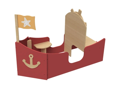 Drewniany statek czerwony meble dla dzieci łódka wyposażenie zabawka Micki