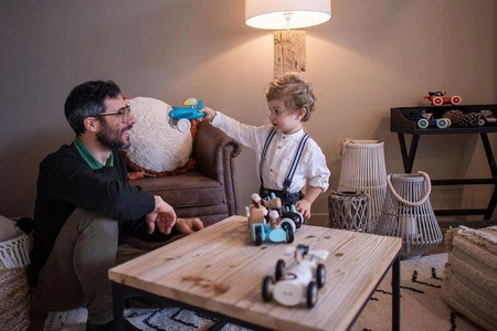 Drewniany motocykl z bocznym wózkiem w stylu retro Spirit Philip, Janod