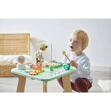 Wielofunkcyjny stolik edukacyjny drewniany Łąka 12 m+, Janod