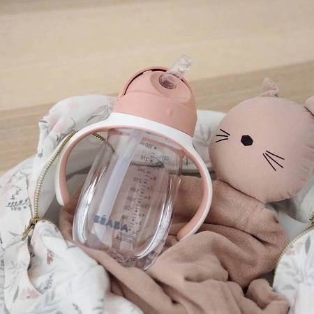 Beaba Bidon niekapek ze słomką tritanowy 300 ml old pink