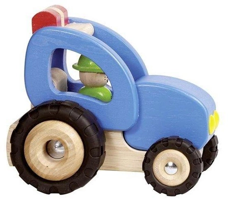 Drewniany traktor z kierowcą, goki