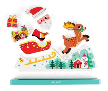 Magnetyczne klocki 3D Sanie Świętego Mikołaja, Janod